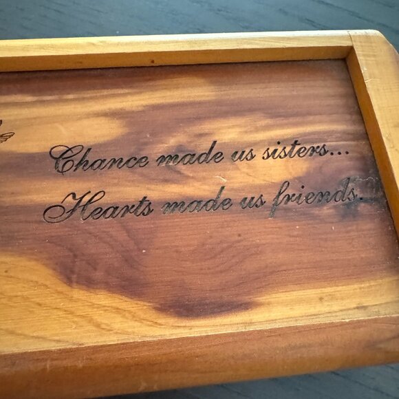 Engraved Carved Sisters Wooden Box Trinket Keepsake Family Friendship - Picture 4 of 10